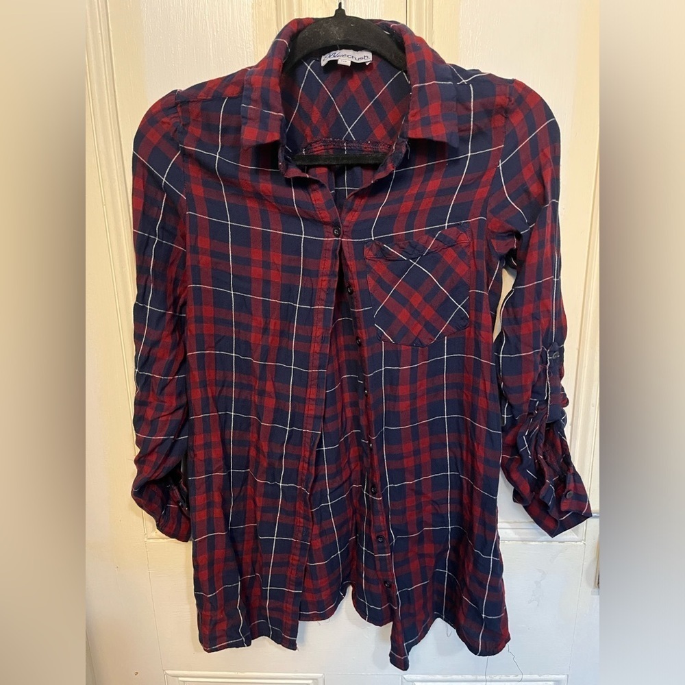 Blue Crush Long Sleeve Plaid Button Down Shirt Small